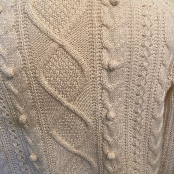 J Crew Sweater  Azra Natural Pom Pom Size L Crew Neck Lamb Wool - Picture 10 of 10